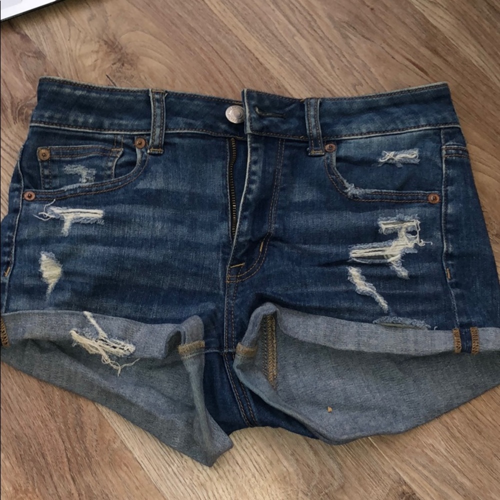 American Eagle Medium Wash Distressed Jean Shorts